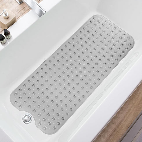TEESHLY Bathtub Mats for Shower Tub, Extra Long Non-Slip 39 x 16
