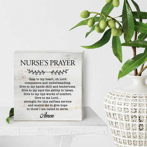 HDKY 5" 5" Nurse's Prayer Wood Box Sign Home Decor Rustic Nurse Wooden Box Sign Block Plaque for Wall Tabletop Desk
