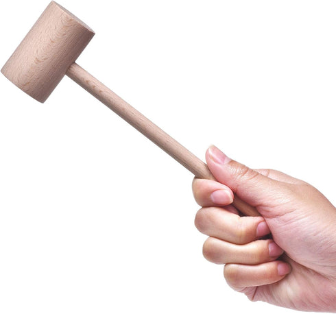 6 Pcs Wooden Crab Lobster Mallets, Solid Natural Beechwood Seafood Hammers