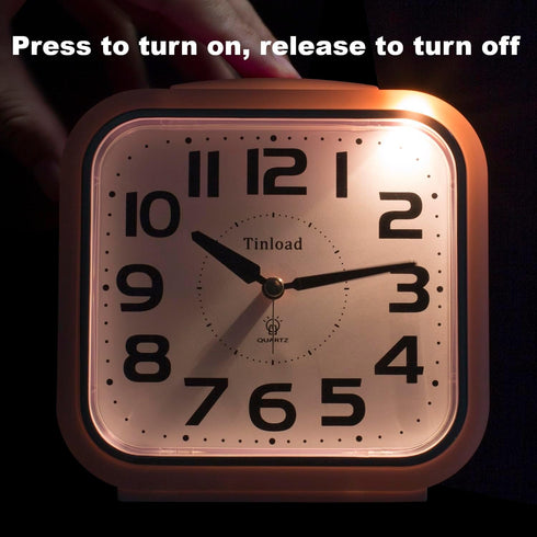 5.5" Large Analog Alarm Clock, Silent Non Ticking, Gentle Wake Beep Sounds, Battery Operated, White