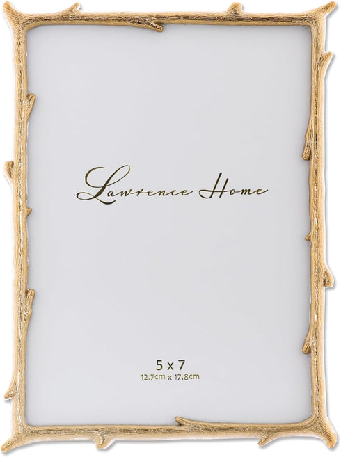 Lawrence Frames 712557 Picture Frame 5x7 Gold Metal Natural Branch Design