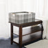 Fabric Storage Bin Box, Collapsible Cotton Linen Storage Cube with Wooden Handles, Light Gray Plaid, Medium