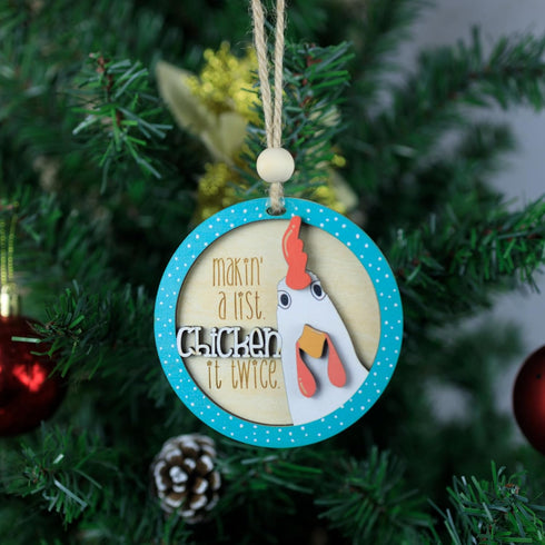 Wooden Christmas Ornaments - Chicken, Chicken Christmas Decorations for Tree