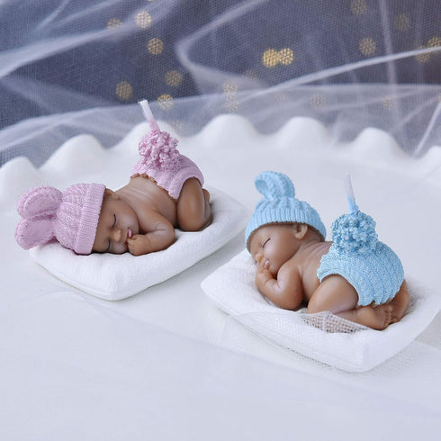iLikePar Birthday Candle Brown Sleeping Baby Cake Topper Candle for Party, Baby Shower, and Wedding (Blue)