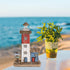 Decorative Lighthouse for Home Decor, 10.16" H Rustic Wood Light House Sculpture, Nautical Beach Tabletop Centerpiece