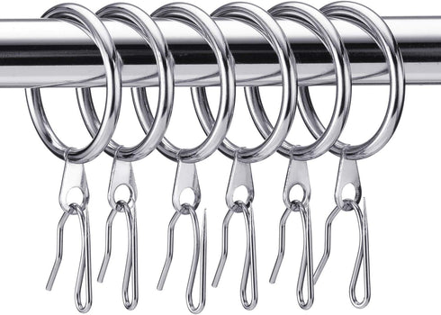 Hotop 30 Pcs Metal Drapery Curtain Rings with 0.98/1.26/1.65 inch Interior Diameter & 30 Pcs Pin Hooks
