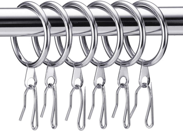 Hotop 30 Pcs Metal Drapery Curtain Rings with 0.98/1.26/1.65 inch Interior Diameter & 30 Pcs Pin Hooks