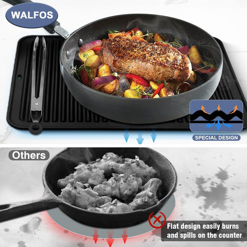 Walfos Large Silicone Trivet 16x12 Inch, Heat Resistant Pot Holders for Kitchen Quartz Countertops, 2 Pack