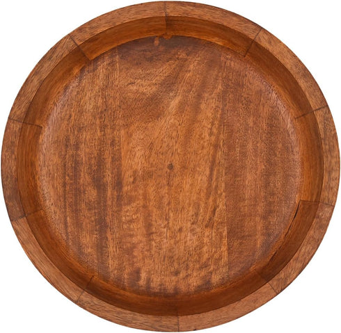 Mango Wood Decorative Round Carved Bowl, Centerpiece Bowl for Table (10" x 10" x 2.5")