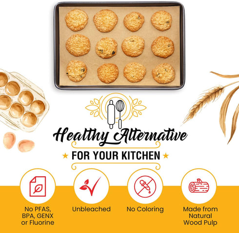 Parchment Paper Baking Sheets, 12x16 In 120 Pcs by Baker's Signature, Precut Non-Stick & Unbleached