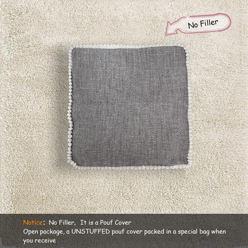 45x45 Louis Donn Unstuffed Square Pouf Ottoman Cover Footstool for Storage Washable Small Bean Bag Cotton and Linen