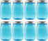 Cornucopia Brands 16oz Plastic Mason Jars, 8-Pack, Blue with Silver Metal Lids, BPA-Free, 2-Cup Capacity