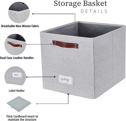 DECOMOMO Storage Bins, Cube Storage Bin with Label Holders, Fabric Storage Cubes for Organizing
