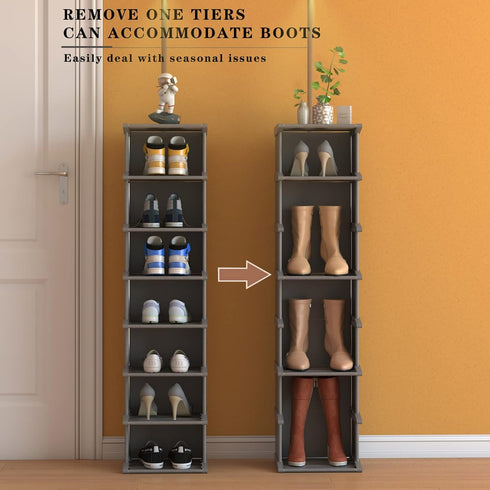 18 Entryway,Hallway,Closet, AFOORD Narrow Shoe Rack Tiers, Tall Skinny Shoe Organizer, Small Space and Vertical Shoe