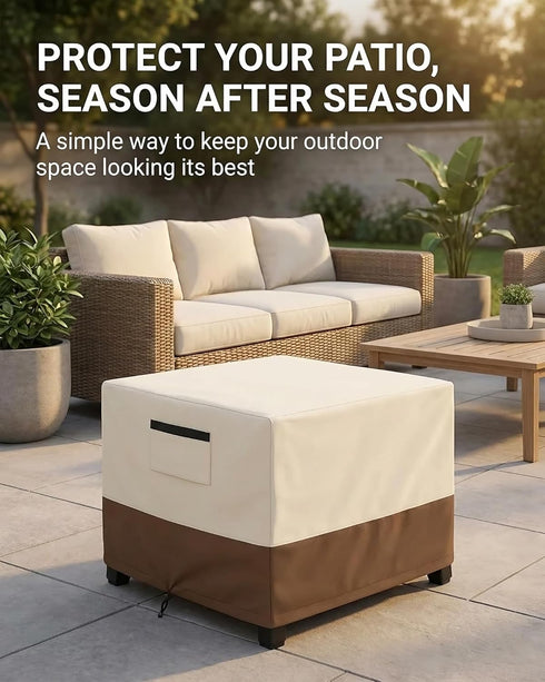 Yagvany 600D 32 32 18 Inch, Waterproof Patio Ottoman Cover, Square Outdoor Side Table Furniture Cover with Padded
