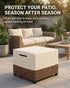 Yagvany 600D 32 32 18 Inch, Waterproof Patio Ottoman Cover, Square Outdoor Side Table Furniture Cover with Padded