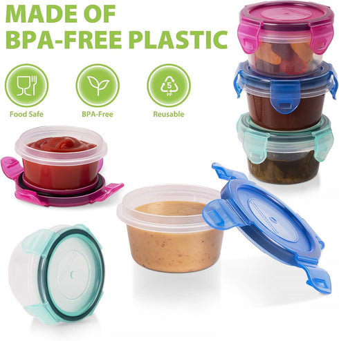 Freshmage Salad Dressing Container to Go, 6 Pack 2.7 oz Small Leakproof Condiment Containers