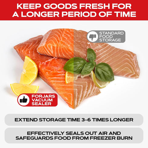 ForJars Vacuum Sealer Bags for Food Storage, 100 Count Pre-Cut Size Bags for Sous Vide Cooking, 8x12
