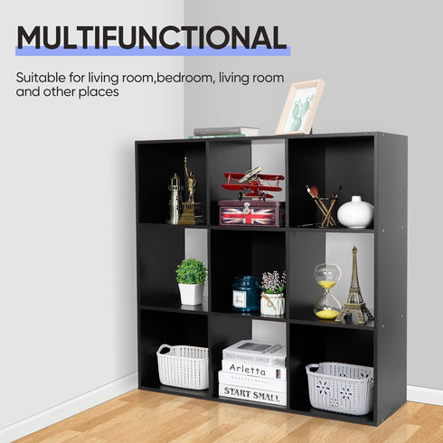 9 5 ZenStyle Cube Storage Shelf Organizer, Wooden Bookshelf System Display Cube Shelves Compartments, Customizable W/