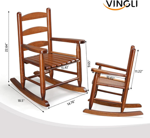 JOYMOR Outdoor Wooden Rocking Chair for Kids with High Backrest, Toddler Rocker Weather, Patio Rocker Chair Suitable