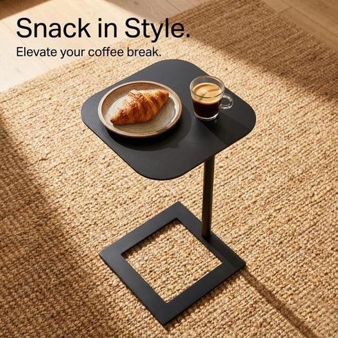 23.4" Stable C Table End Table, Tall C Shaped Side Table That Slides Under Sofa, Slim Under Couch Table, Modern