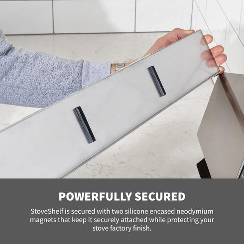24" StoveShelf Apartment Length Stainless Steel Finish Magnetic Shelf for Kitchen Stove - Kitchen Storage Solution