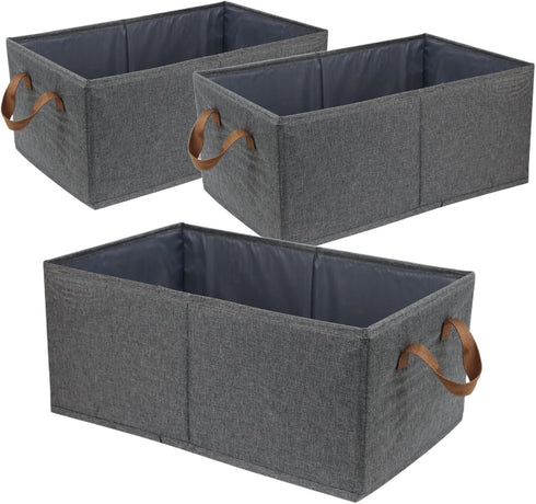 Pack of 3 Large Capacity Storage Bins, Sturdy Foldable Storage Boxes for Organizing Clothing, Sheets, Toys, Books -