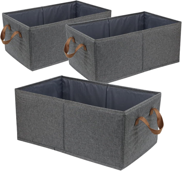 Pack of 3 Large Capacity Storage Bins, Sturdy Foldable Storage Boxes for Organizing Clothing, Sheets, Toys, Books -
