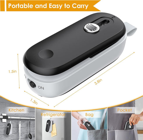 FEPPO Mini Bag Sealer, 2 in 1 Heat Sealer with Cutter, Portable Resealer Machine for Food Storage Snacks