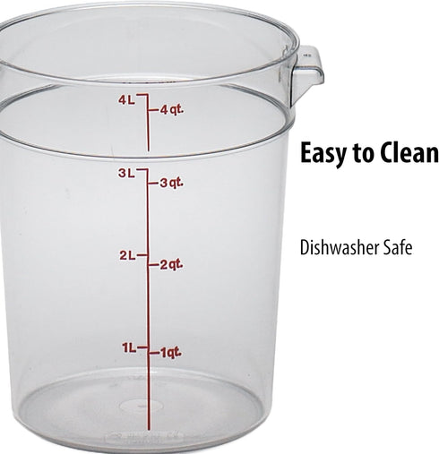 Cambro 4 QT Round Food Storage Container with Lid (2 Pack) - Clear