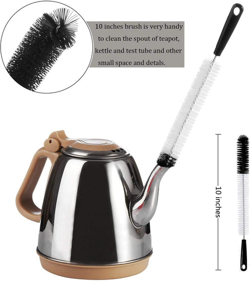ALINK 8-Pack Bottle Cleaning Brush Set, Long Handle Black Cleaner for Washing Narrow Wine/Beer Bottles, Thermos, Flask,