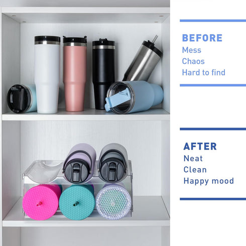 Water Bottle Organizer, 2 Layers Storage Holder for Kitchen, Fridge, Pantry, Cabinet, Countertop