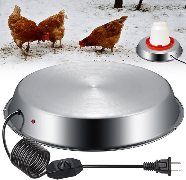 Large Chicken Water Heater Base, 15" Metal Heated Chicken Waterer 5 Gallon,