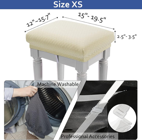 4 4 Counts, BUYUE pcs Vanity Stool Bench Covers, Luxury Crease-Resistant Jacquard Fabric Saddle Bar Stool Slipcovers