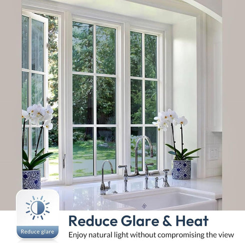 rabbitgoo Window Privacy Film One Way Tint, Static Cling Sun Blocking Anti-UV Glass Door Window Cover, 17.5 Inch X 6.5