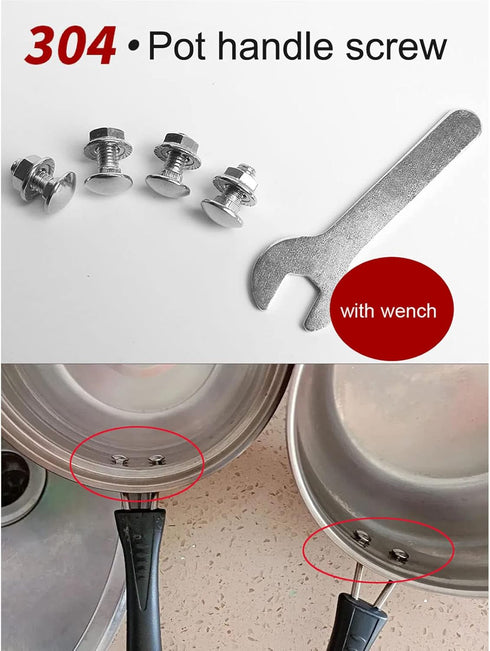 4 Pack Stock Pot Handle Screws, M6x16mm Grip Mount Screw Replacement for Wok Soup Pots, Frying Pans