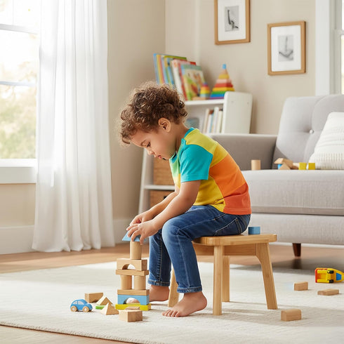 300lbs Wooden Step Stool for Kids & Adults Small Foot Stool for Sitting or Reaching, Anti-Slip, Capacity for Bathroom