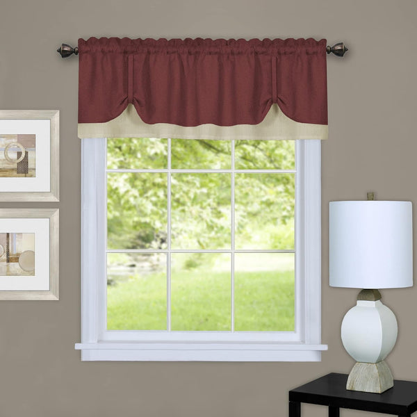 Soft Window Darcy Curtain Valance, Marsala & Tan - 58 Inch Width, 14 Inch Length, Light Filtering by Achim Home Decor