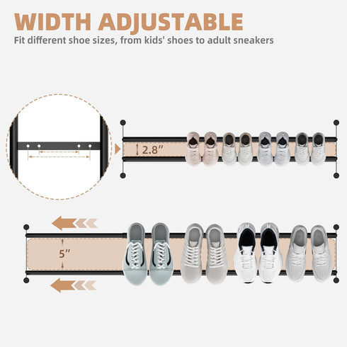 6 Closet, 1 STORAGE MANIAC Long Expandable Shoe Rack, Pairs Metal Wide Stackable Shoe Rack, Adjustable Shoes Shelf