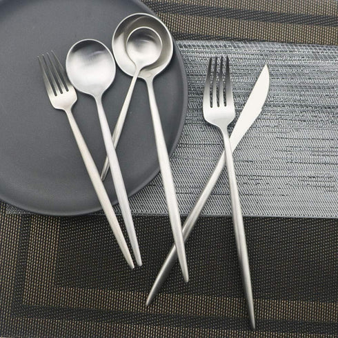 JASHII Luxury Flatware Set, 6-Pieces Elegant 18/10 Stainless Steel Silverware for Home Kitchen, Dishwasher Safe