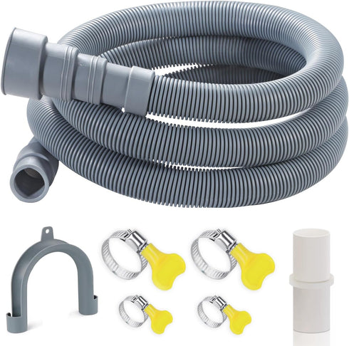 Washer Drain Hose, 6.5 Feet Flexible Universal Dishwasher Drain Hose Extension Kits with Clamps and Holder