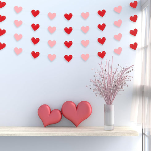 Whaline 4 Pack Heart Garland Banners, Valentine's Day String for Wedding, Party, Home Decorations