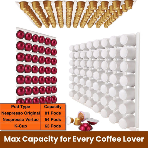 Coffee Pod Holder, K Cup Holders for Counter, 10 PCS Wall Mount Coffee Pods Storage Organizer with Adhesives