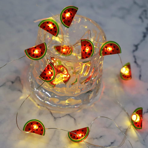 20 Summer LED Watermelon Copper String Lights, Battery Operated Fairy Lights for Christmas, Birthday Party, Holiday
