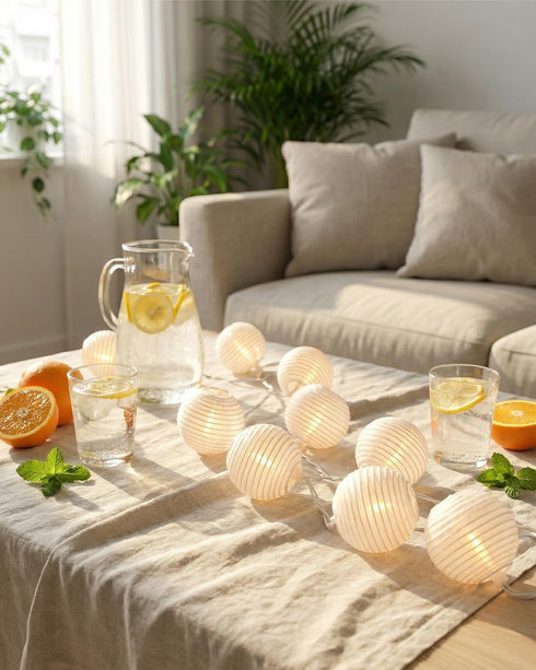 8.5Ft 10 SUNSGNE Cute White Lantern String Lights, Mini LED Oriental Style White Lanterns Plug in Home & Garden