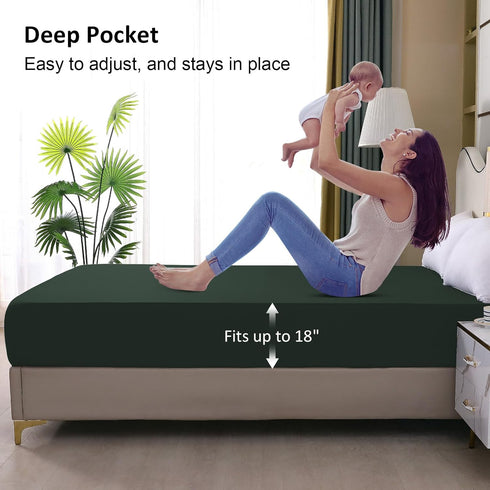 Queen Mattress Protector Waterproof, Fitted Sheet Style Breathable Cover with Deep Pocket Fits Up to 18'', Noiseless
