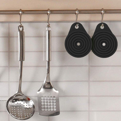 Kitchen Funnels for Use, Food Grade Silicone Collapsible Kitchen Funnel (Black)