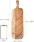 Acacia Wood Cutting Board with Handle, 16.1x4.7x0.6 Inch, Long Wooden Cheese Board for Food, Bread, Fruit, Charcuterie