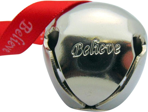 Westmon Works Believe Bell Ornament in Grey for Christmas Tree with Ribbon and Bag