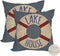 2 Waterproof Outdoor Lake House Pillow Covers 22x22 Inch, Vintage Summer Coastal Nautical Life Buoy Throw Pillow Cases